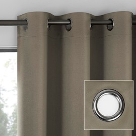Sun Zero Nordic 2-Pack Theater Grade Noise Reducing Extreme 100% Blackout Grommet Curtain Panel Pair, 52" x 54, Mushroom Brown