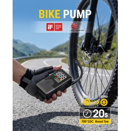 Bike Tire Pump,20s Fast Inflate Bicycle Pump with Guage,150PSI Portable Electric Motorcycle Air Pump with Presta and Schrader Valve for Mountain Bike,Road Bike,Motorcycle,Ball.