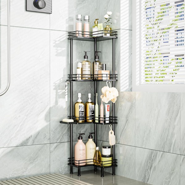 Consumest Corner Shower Caddy Standing - 4-Tier Stainless Steel Shower