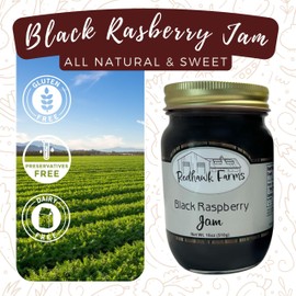 Redhawk Farms Black Raspberry Jam - Slowcooked All Natural Black Raspberry Jelly - Non-GMO & Gluten Free - Homemade Jams, Jellies & Preserves (18 oz, 2 Pack)