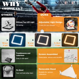 NONEMEY Soccer Display Case with Light, UV Protected Acrylic Soccer Box Full Size with Black Base, Soccer Display for Autographed Ball Memorabilia Gifts