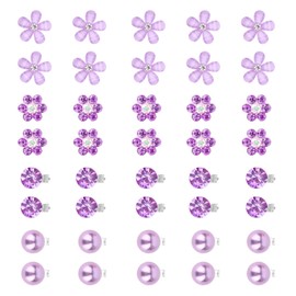 Ondder Purple Mini Hair Clips for Women Lily Flower Mini Claw Clips Small Hair Clips Cute Hair Claw Clips Rhinestone Pearl Small Clips for Bride Wedding Bridal Shiny Hair Accessories for Women Girls