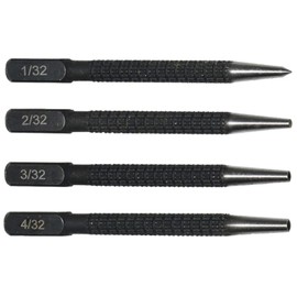 4Pcs Centre Punch Set Portable Positioning Punch Set Nail Punch Set for Drilling and Marking 1/32", 2/32'', 3/32",4/32'' (0.8mm-3.2mm)(Colour:Black)