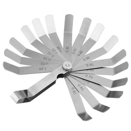 Feeler Set, 0.05-1.00mm Thickness Curved Stainless Steel Gapped Metric Filler Feeler Tool with 16pcs Blades for Woodworking Measurement