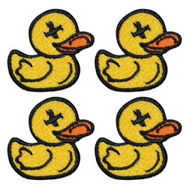 CLOVER INTER 4 Pcs Yellow Duck Patches Iron on Embroidered Badge Saw On Patch for Jeans, Clothing, Bags, Jackets, Caps