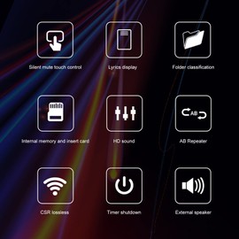 MP3 Player, Multifunctional MP4 Music Player, Bluetooth Audio Player, 16GB Memory, Lossless High Fidelity Sound Quality, Maximum Support 128GB, Black