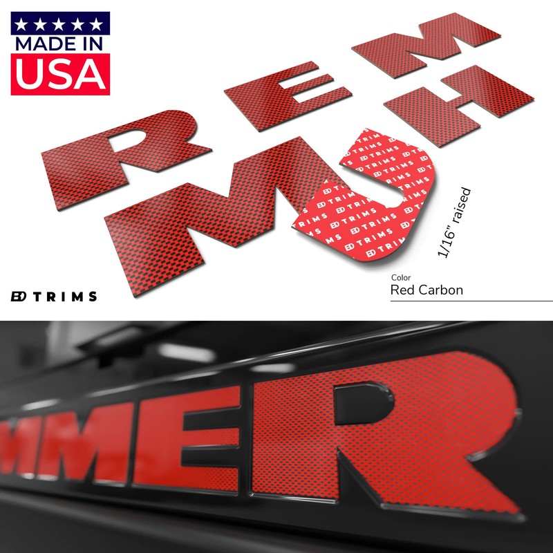 BDTrims Bumper Raised Letters fits Hummer H2 Models (Red Carbon)