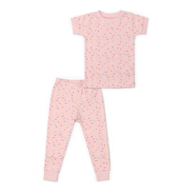 MONICA + ANDY Baby Organic Short Sleeve Two-Piece Pajama Set, Colorful Sprinkles, 8