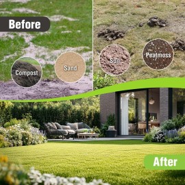 WORKPRO Heavy Duty Lawn Leveling Rake 6FT Adjustable Handle 17"x10" Ground Plate