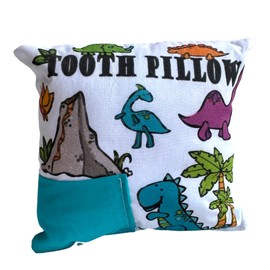 Bunnies and Bows Tooth Fairy Pillow for Boys with Tooth Fairy Dust and Poem, Handmade US Design, Pocket for Tooth, Small Size & Beautiful Dinosaur Design (Dino Party)