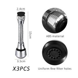 HDGSAFD 3 Pack Stainless Steel Kitchen Faucet 360° Rotatable Splashproof Tap Aerator Extendable