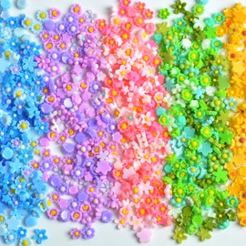 500pcs 3D Resin Flowers Charm Kits for Nail Rose Daisy Camellia Leaf Sunflower Shaped Nail Art Stud Jewelry for DIY Crafts Nail Art Decoration Supplies (500pcs Colorful Flowers)