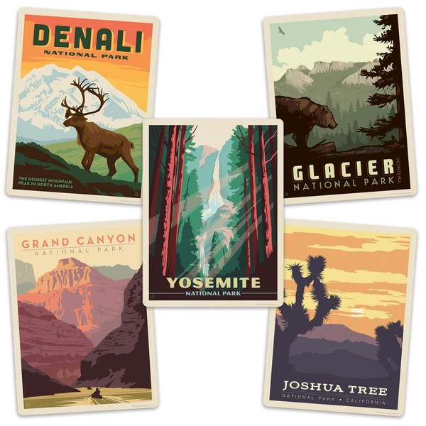 Retro Planet.com Great National Parks Vinyl Sticker Set Yosemite Joshua Tree