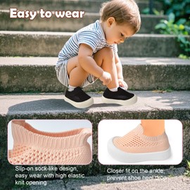 Baby Shoes 6-12 Months Baby Size 3 Infant Boy Girl Soft Rubber Sole Non Slip Lightweight Flexible Breathable Wide Cute Sock Shoes First Walker Shoes (Pink-11.5) 3T