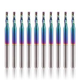 BFVV 10 Pcs O Flute Spiral Router Bit 1/8 inch Shank, Up Cut Solid Carbide Milling Cutters with DLC Coating, Single Flute CNC End Mill, Ideal for Aluminum, Plastic, Acrylic, Wood, MDF and PVC