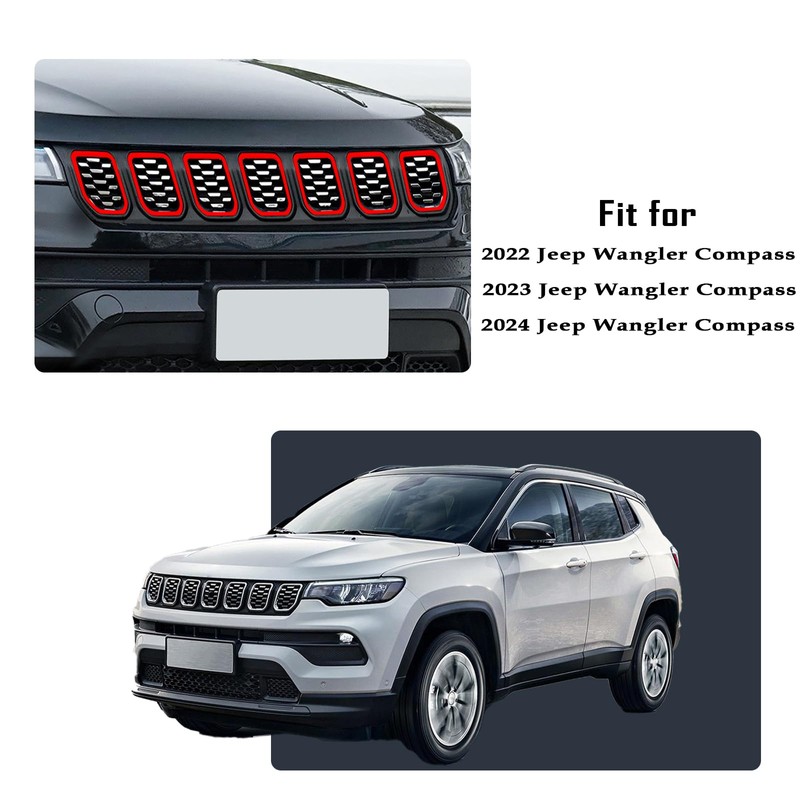 Carwiner Front Grille Grill Inserts Cover for 2022-2024 Jeep Compass