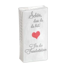 10 x 10 'Schön Dass du Da Bist – Handkerchiefs For The Joy Of Tears' for a Wedding, Christening or Communion