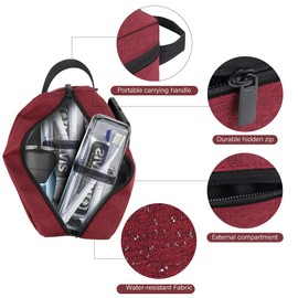 Toiletry Bag for Men, Portable Travel Wash Bag Waterproof Shaving Bag Toiletries Accessories Cosmetic Bag Make Up Bag, Gym Shower Bathroom Makeup Bag with Handle (Red)