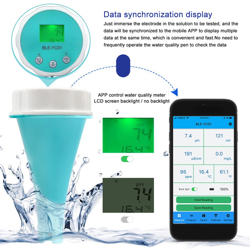 6 in 1 Bluetooth Water Quality Tester PH ORP EC