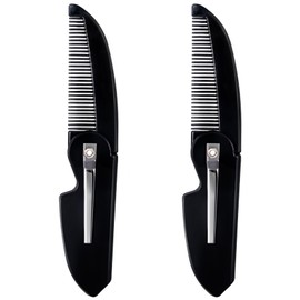 CustomyLife 2pcs Folding Mustache Comb for Men Portable Pocket Moustache Comb Plastic Fine Teeth Beard Straightener Grooming Styling Hair for Men Boys Fathers