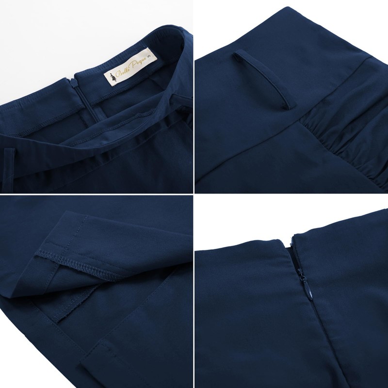 Women Ruched Pencil Skirt Elegant Pencil Skirt Tummy Control Skirt