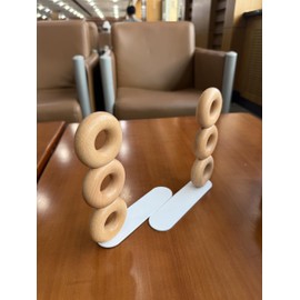 WTYUYTW Book Ends for Shelves, 2 Handmade Walnut Wood with Metal Base Decorative Bookends for Heavy Books, Donut Cute Bookshelf Accessories,Unique Minimalist Shelf Decor for Living Room,Kitchen,Office