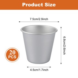 VIDETOL 20 Pcs Dariole Moulds, Mini Pudding Moulds, Non-Stick Aluminium Pudding Basins Pudding Mould for Desserts, Pudding and Muffin