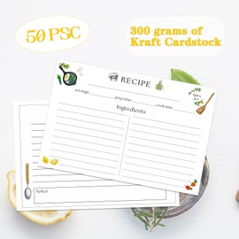 GoShambar Recipe Cards, 4x6 Inches Double Sided Cards, Blank Recipe Card for Bridal Shower