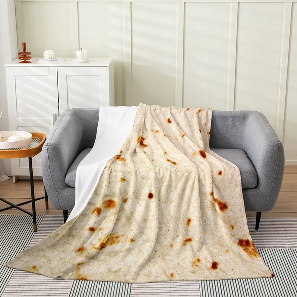 Burritos Flannel Fleece Throw Blanket, Novelty Tortilla All Season Bed