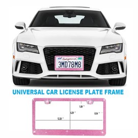 Pink Bling License Plate Frame 2 Pack Rhinestone License Plate Frame Car License Plate Frame Sparkly License Plate Frame Holder Bedazzled Glitter License Plate Frame Universal Fit Car Front Rear