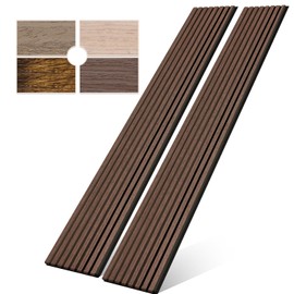 Mollywell Wood Panels for Wall, Time-Saving Installation, Versatile Wood Slat Wall Decor, Enhanced Acoustic & Sound Proof Fluted Design for Home & Office, 2 Pcs Dark Walnut, 94.5x12.5 Inch