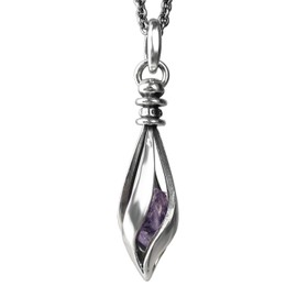 M's Collection Men's Necklace, Aquamarine, Peridot Imperial Topaz 925 Silver, Special Patterns, Silver, Amethyst