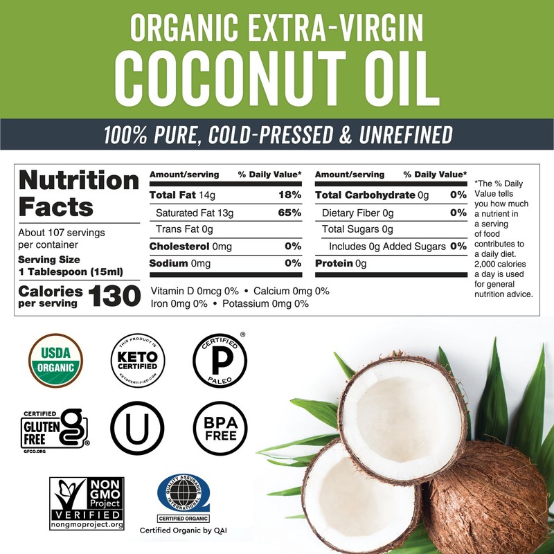 Viva Naturals Organic Coconut Oil, 54 fl oz – Unrefined,