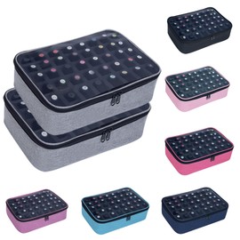 UOZL 2 Pcs Small Clear Nail Polish Organizer Holds 80 bottles(15ml-0.5fl.oz) Nail Polish Case Multifunctional Nail Polish Bag Organizer, Cosmetic Travel Makeup Bags for Women Gray