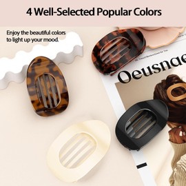 4PCS Flat Hair Clip with Curved Flat Claw, Matte Strong Hold Design, Designed for Lying & Driving, Suitable for Fine & Thick, Medium-Length Hair