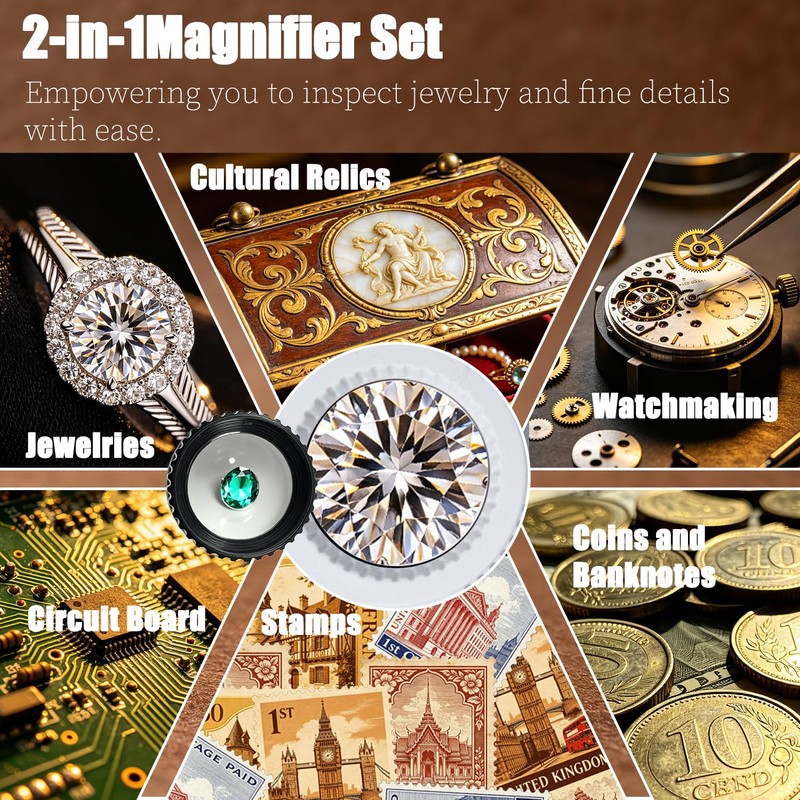 Professional 40X Jewelers Loupe & 15X Stand Magnifier Set