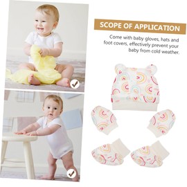 Baluue Newborn Cotton Hat Set with Scratch Gloves and Foot Covers Adorable Beanie for Cold Weather for Showers and Celebrations