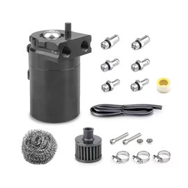 slrongpowlr Baffled Oil Catch Can kit, Oil Separator Catch Can with Breather Filter 300ml Universal Aluminum
