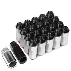 DNA MOTORING LN-ZTL-9027-15-SL 20Pcs M12 x 1.5 Open/Closed End Style 23mm OD/53mm Height Wheel Lug Nuts w/Deep Drive Extension, Silver