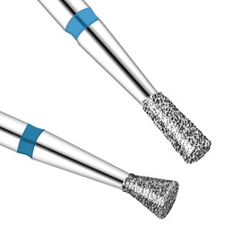 BQAN 2Pcs Nail Drill Bits Diamond Cuticle Removal Bit for Acrylic Nails Manicure Nail Prep and Nail Gel Polish Remover, 3/32" Shank -Silver Flat Conical-