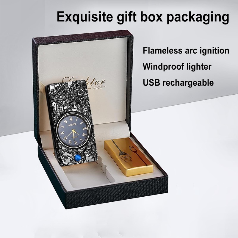 Plasma Portable Electric Lighter, Windproof USB Rechargeable, with LED Lighting