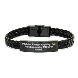 Welder Gifts for Christmas - Funny Interlaced Leather Bracelet from Men to Friends and Family