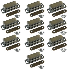 ciciment Magnetic Door Catch, Stainless Steel Cabinet Magnets for Kitchen Wardrobe Bathroom Cupboard Drawer Closures, Strong Magnet Latches for Small Cabinet Doors - Bronze (10 PCS)