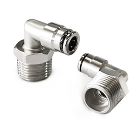 MILLISEC 2PCS Push to Connect Fitting Elbow, Pneumatic Male Elbow 1/2"Tube OD-3/8"NPT, 90 Degree Quick Connector for Air Suspension Compressor Air Horn Air Spring Bags
