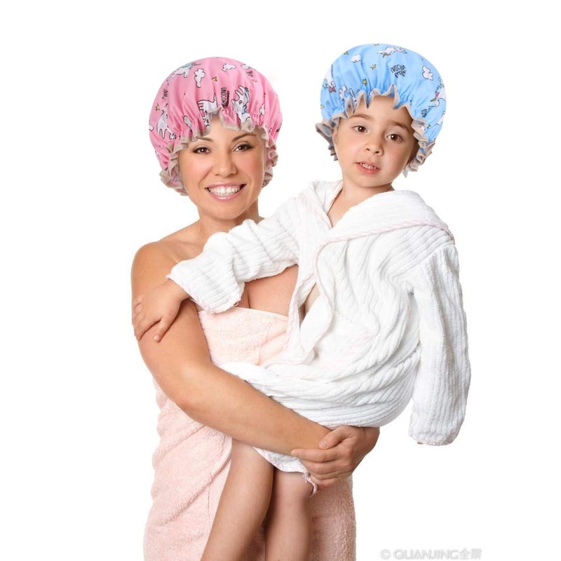 Gorros de ducha de unicornio para cabello largo y grueso,