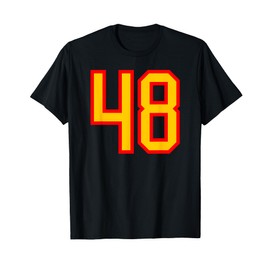Number #48 Red Yellow Sports Team Varsity Number 48 T-Shirt