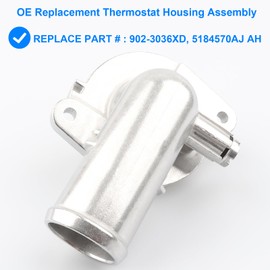 Aluminium Thermostat Housing Compatible with Chrysler Dodge Jeep 3.6 3.2L - 2011-2016 Town & Country, 2011-2020 Grand Caravan, 2011-2019 Journey, 2014-2022 Cherokee - 902-3036XD, 5184570AJ, 5184570AH