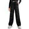 EXARUS Girls Wide Leg Cargo Pants Teen Baggy Black High