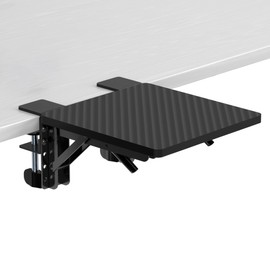 suptek Ergonomics Desk Extender Tray, 9.5"x9.1" Clamp on Table Mount Arm Wrist Rest Shelf, 90° Foldable Computer Arm Rest for Desk, Carbon Fiber, DSF3
