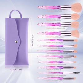 DUAIU Makeup Brushes,12pcs Professional Make Up Brush Set Premium Synthetic Make Up Brushes Crystal Handles Makeup Brush Foundation Concealer Blush Eyeshadow Brushes Sets with Makeup Bag